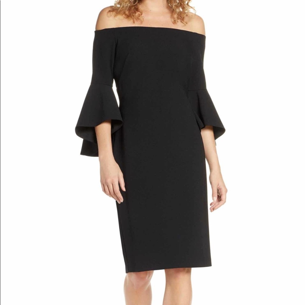 Trendy off the shoulder neckline Dress in Black
